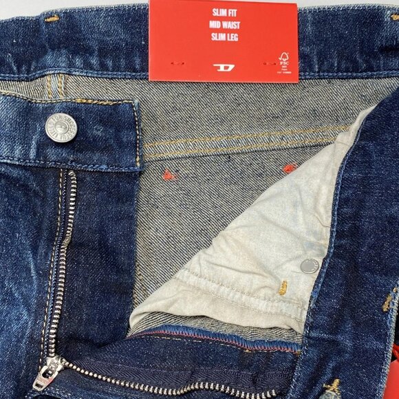 Diesel Men's 2019 D-Strukt Slim Fit Jeans Dark Blue Size 33 - Picture 7 of 10